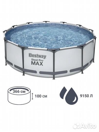 Каркасный бассейн 366 на 100