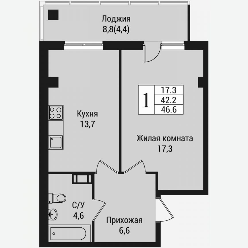 1-к. квартира, 51,2 м², 10/15 эт.