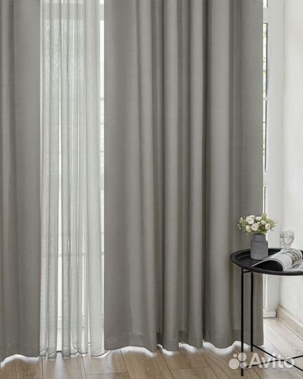 Комплект штор канвас Эдем Серый базальт