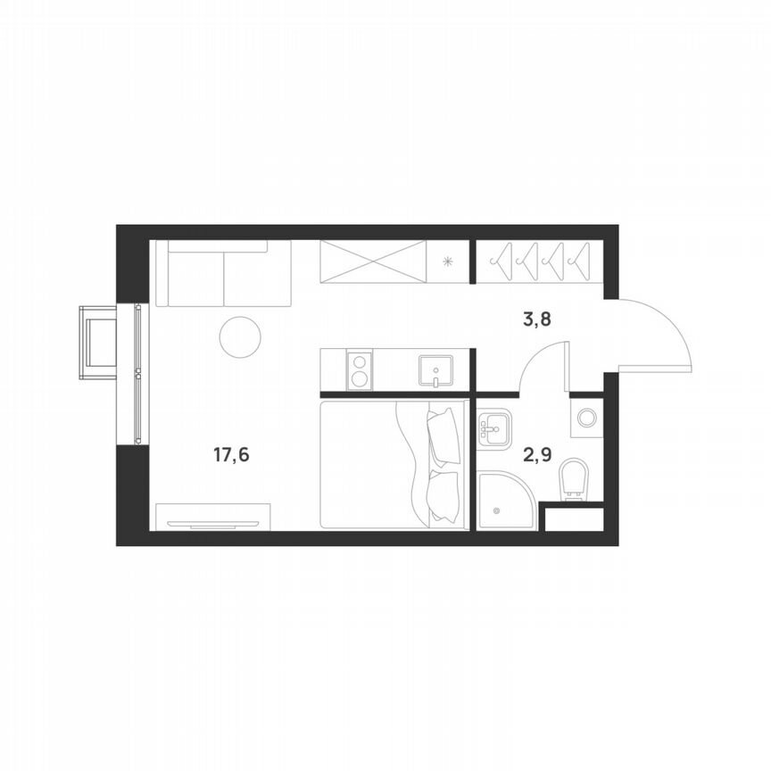 Квартира-студия, 24,3 м², 8/17 эт.