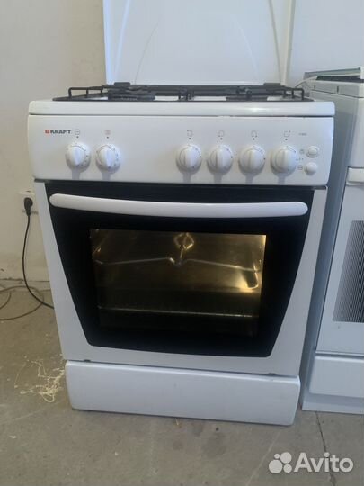 Газовая плита Kraft, 60 см, пьезо, гриль, крышка
