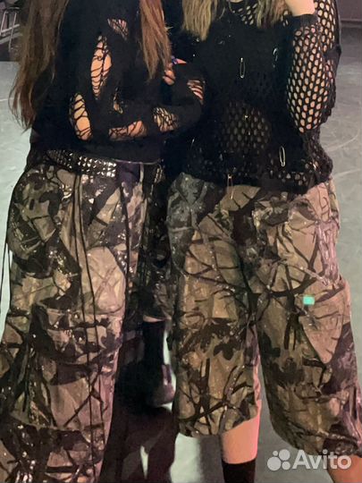 Шорты багги длинные лесной камуфляж джортсы