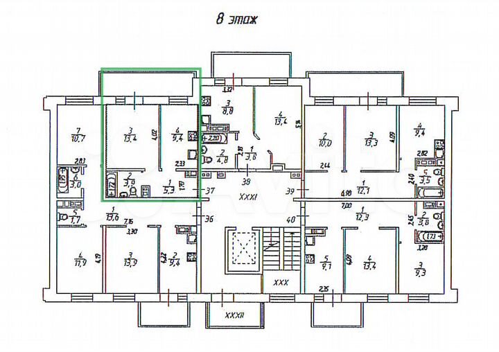 1-к. квартира, 40,1 м², 8/9 эт.