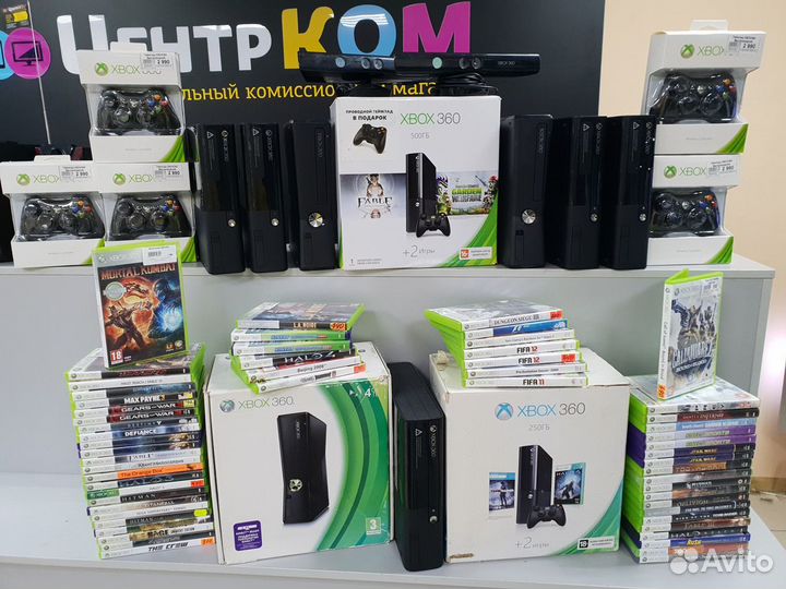 Xbox360 E slim на 1TB + 2 геймпада + kinect + игры