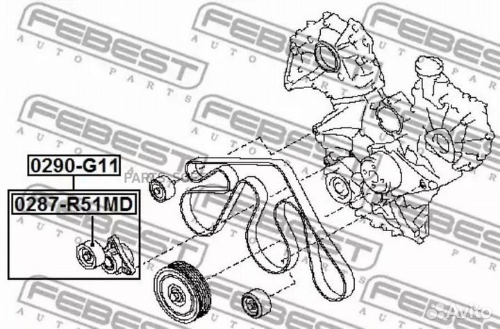 Febest 0287R51MD Ролик натяжной комплект