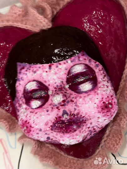 Ватное сердце-кукла-подвеска ручной работы