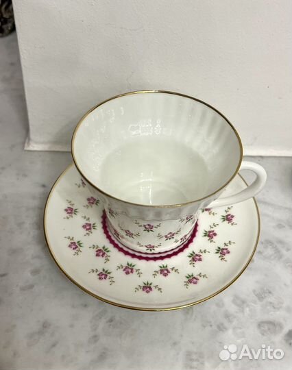 Чайная пара фарфор с позолотой