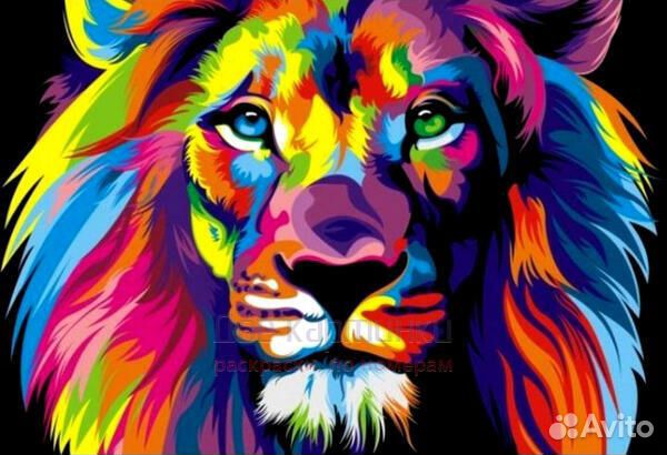Алмазная мозаика 40x50 Милый и взрослый лев в стил