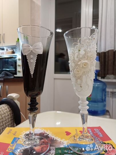 Свадебные бокалы ручной работы