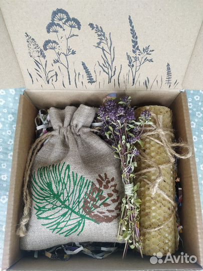 Набор ароматное саше и свеча из вощины