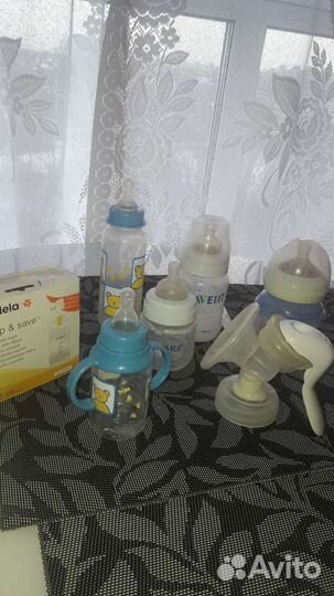 Молокоотсос + Набор бутылочек + Пакеты для хранени
