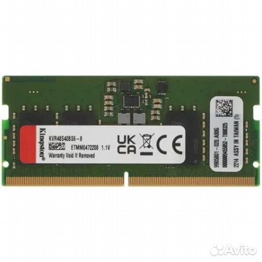 Kingston SO-dimm DDR5 8Gb 4800Mhz CL40 1Rx16 (KVR4