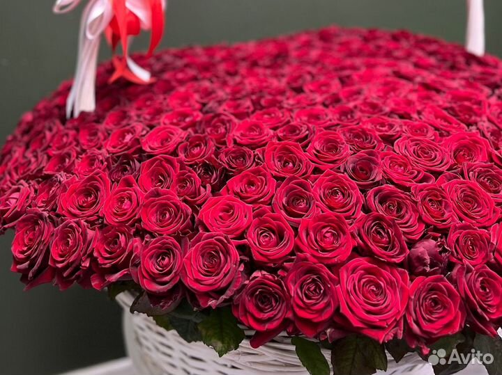 Корзина из 301 Роз с Доставкой, Букеты Цветы