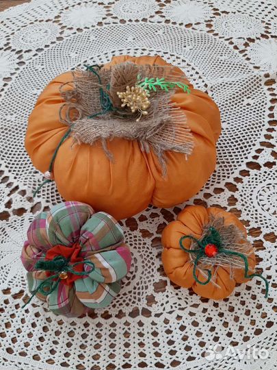 Текстильные декоративные тыквы