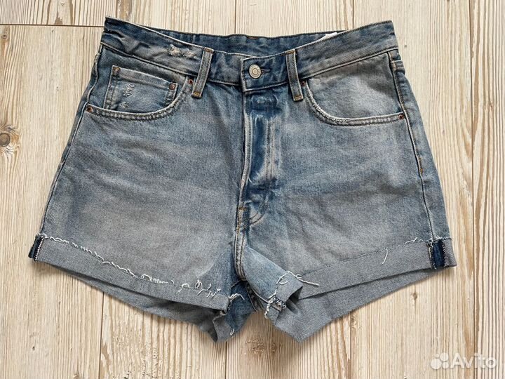 H&M Шорты джинс на болтах с порезами син. EUR 40 L