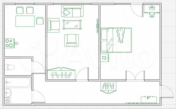 2-к. квартира, 60 м², 4/5 эт.