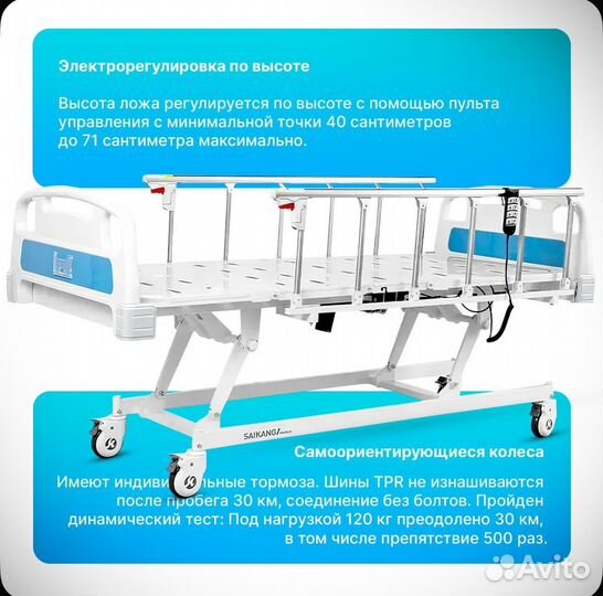 Медицинская кровать с электроприводом для лежачих