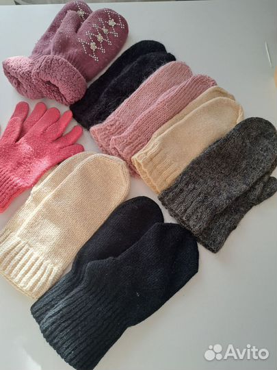 Варежки вязаные один лот, цена за всё
