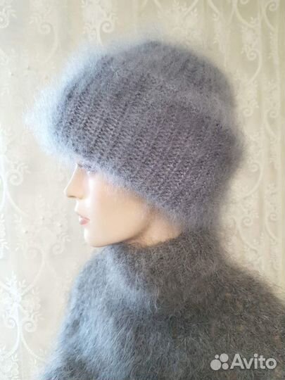 Шапка пуховая женская вязаная Козий пух