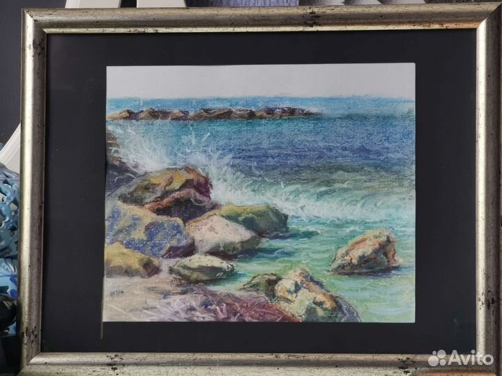 Морской пейзаж пастель картина