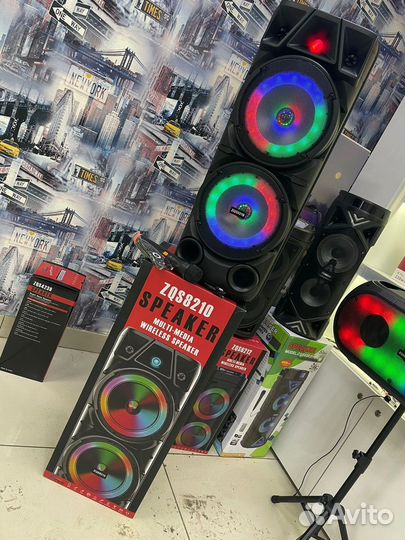 Блютуз колонка большая с беспроводным микрофоном