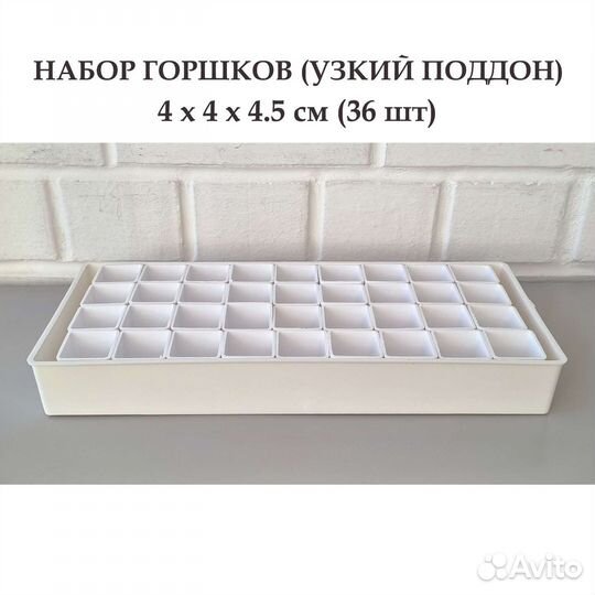 Белые квадратные горшки для суккулентов с поддоном