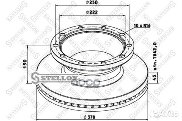 85-00812-SX диск тормозной c ABS 378/150x45 10