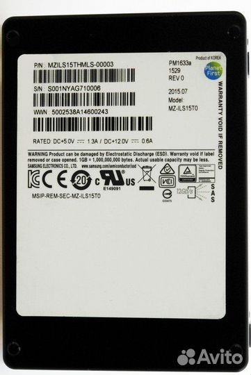 SSD, Samsung, PM1633 MZ-ILS4800, SAS, 2,5