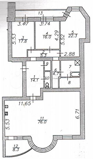 4-к. квартира, 180,9 м², 8/14 эт.