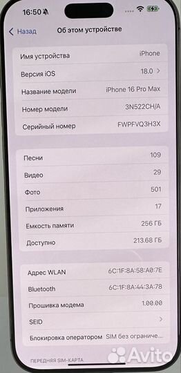 iPhone 16 Pro Max, 256 ГБ