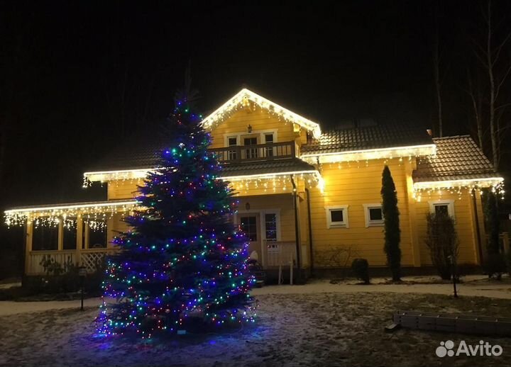 Украшение дома гирляндами