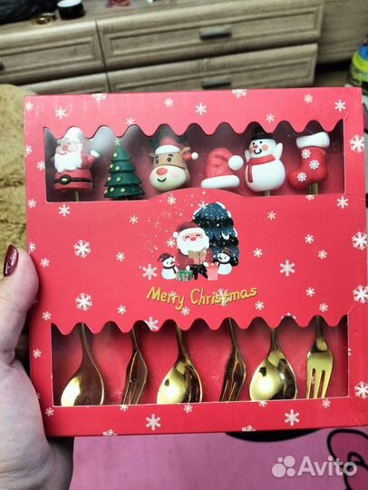 Столовый набор новогодний 6 предметов новый