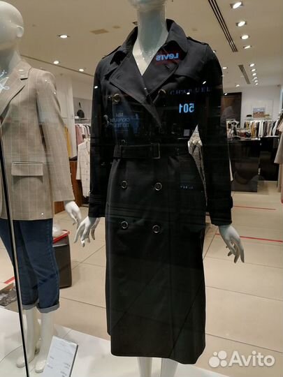 Синий фирменный хлопковый плащ Лондон темно-синий