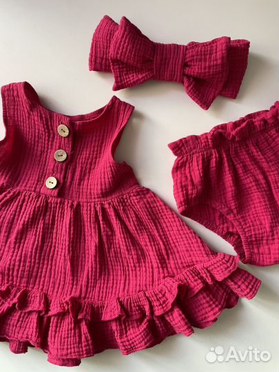 Платье из муслина на девочку 68-74