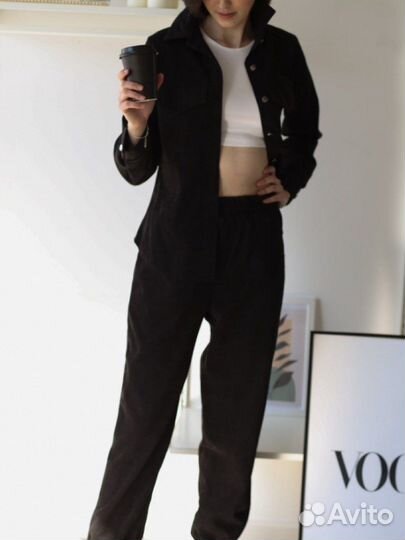 Дубленка костюм вельветовая шапка