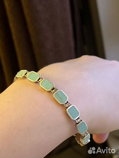 Серебряный браслет 925 голубой