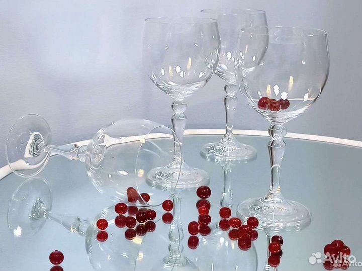 Бокалы для вина хрусталь, Богемия, ваза для конфет