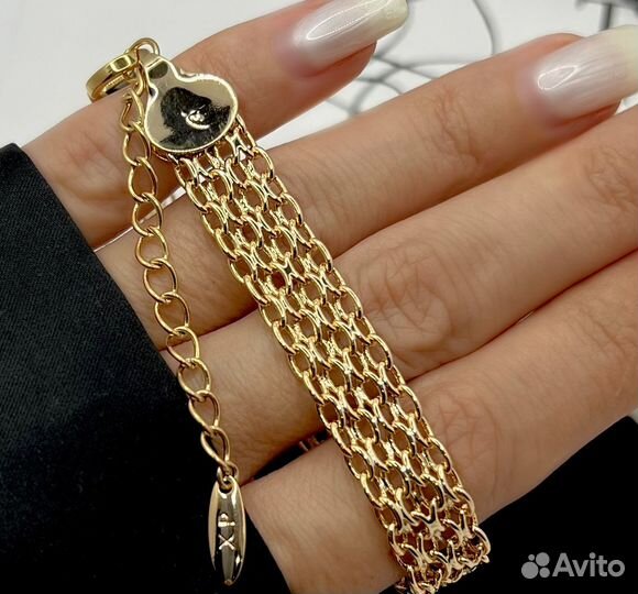 Браслет- унисекс, покрытие золото, 585 проба