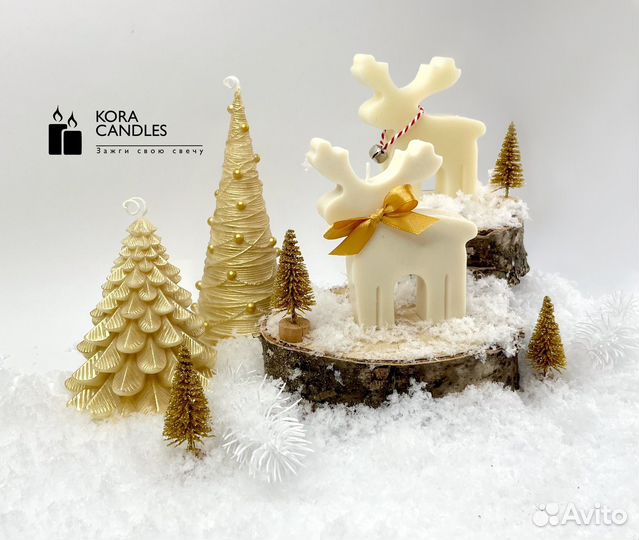 Свечи из пчелиного воска Новогодние