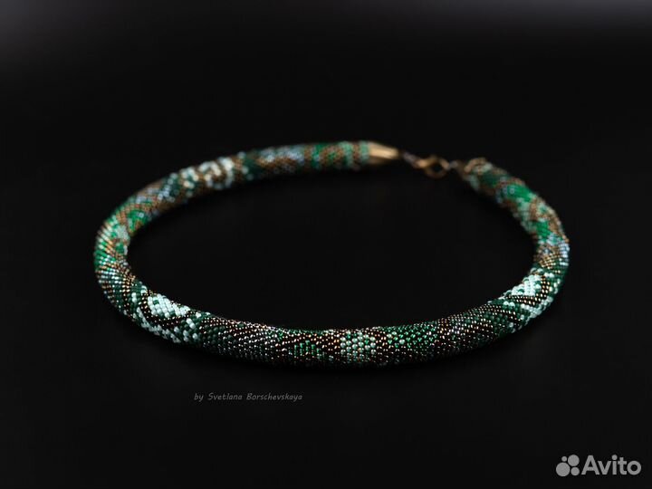 Колье жгут из японского бисера Green