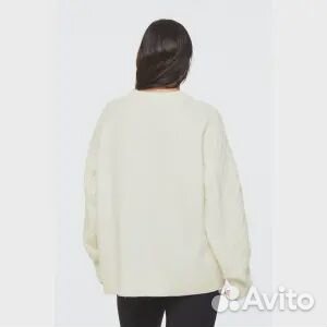 H&M+ Свитер вязания косами, сливочный