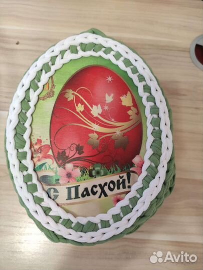 Корзина вязанная с крышкой интерьерная