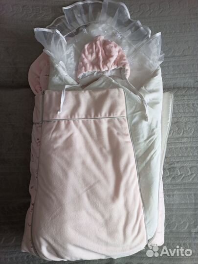 Конверт на выписку, с одеялом, уголком, шапочкой