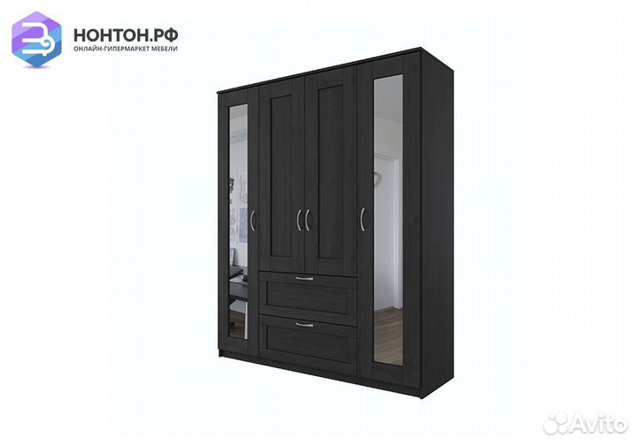 Шкаф четырехстворчатый Сириус венге с двумя ящикам