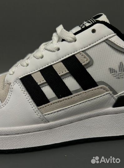 Кроссовки Adidas Forum Low White Black Люкс