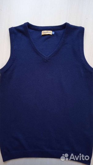 Жилетка школьная для мальчика 134+рубашка