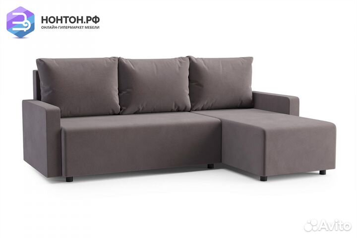 Диван угловой еврокнижка Мидгард коричневый