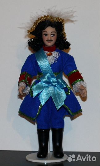 Кукла коллекционная фарфоровая Петр 1 в синем
