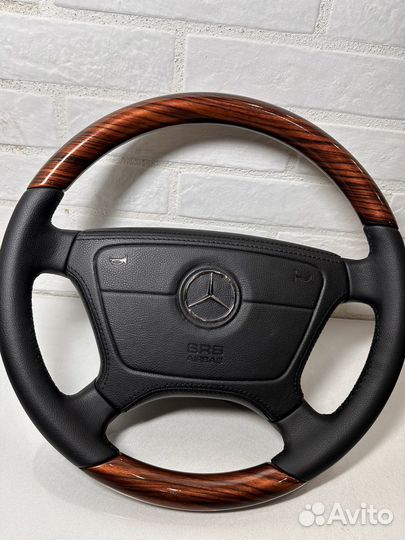 Руль класический w124 w140 дерево зебрана
