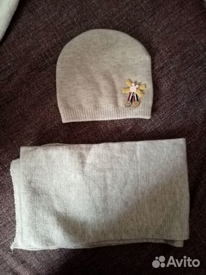 Новая Шапка и шарф для девочки, 4-9мес